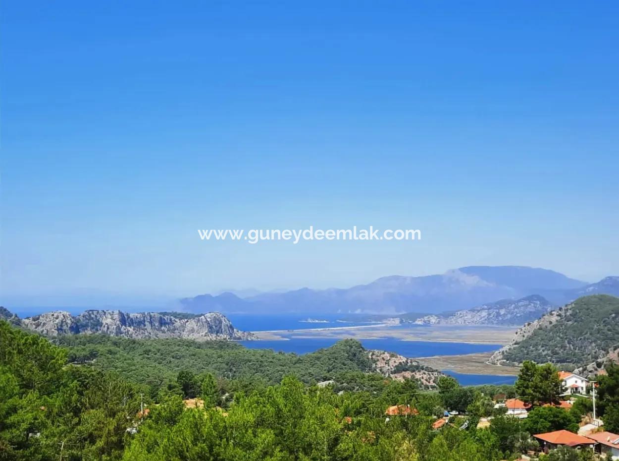 Dalyan Gökbelde Lake And Sea View Detached Title Deed For Sale 82 M2 Land For Sale